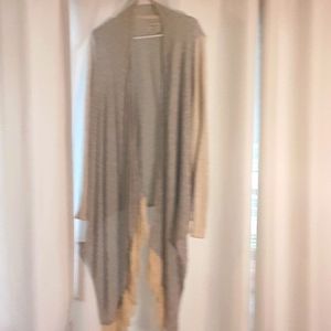 Lucky brand Beige gray lucky brand swag fringe sweater Jacket XL